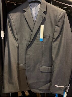 Perry Ellis Men's Charcoal Twill Slim Fit Sports Jacket